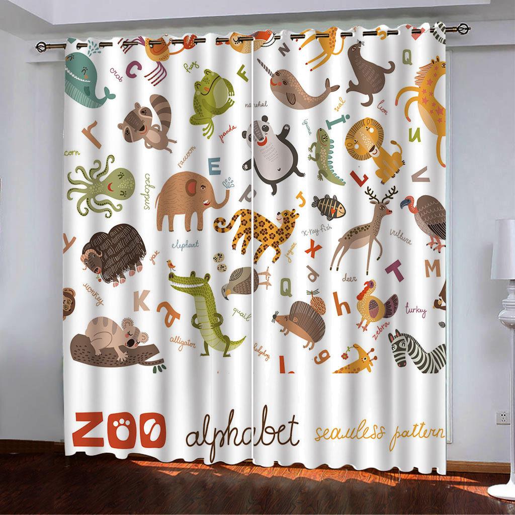 Curtains Polar Bear Elk Penguin Tile Drawing Series 3 Digital Printing High Density Blackout Curtains