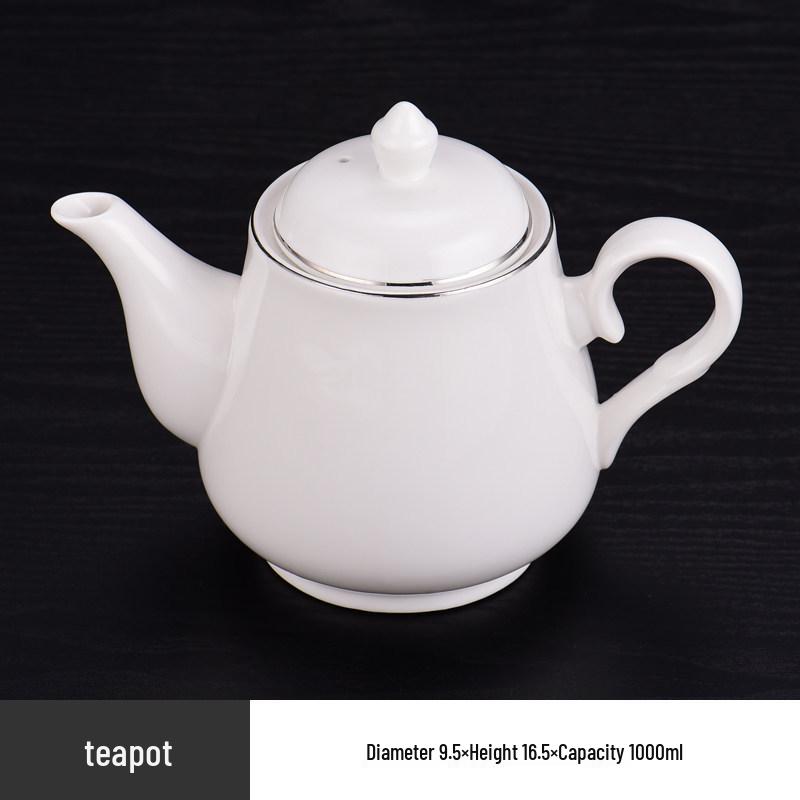 Elegant Ceramic Tableware Set: White with Platinum Rim - Includes Plates, Bowls, and Dishes for Restaurants or Clubhouses, Available in 3 or 4 Pieces