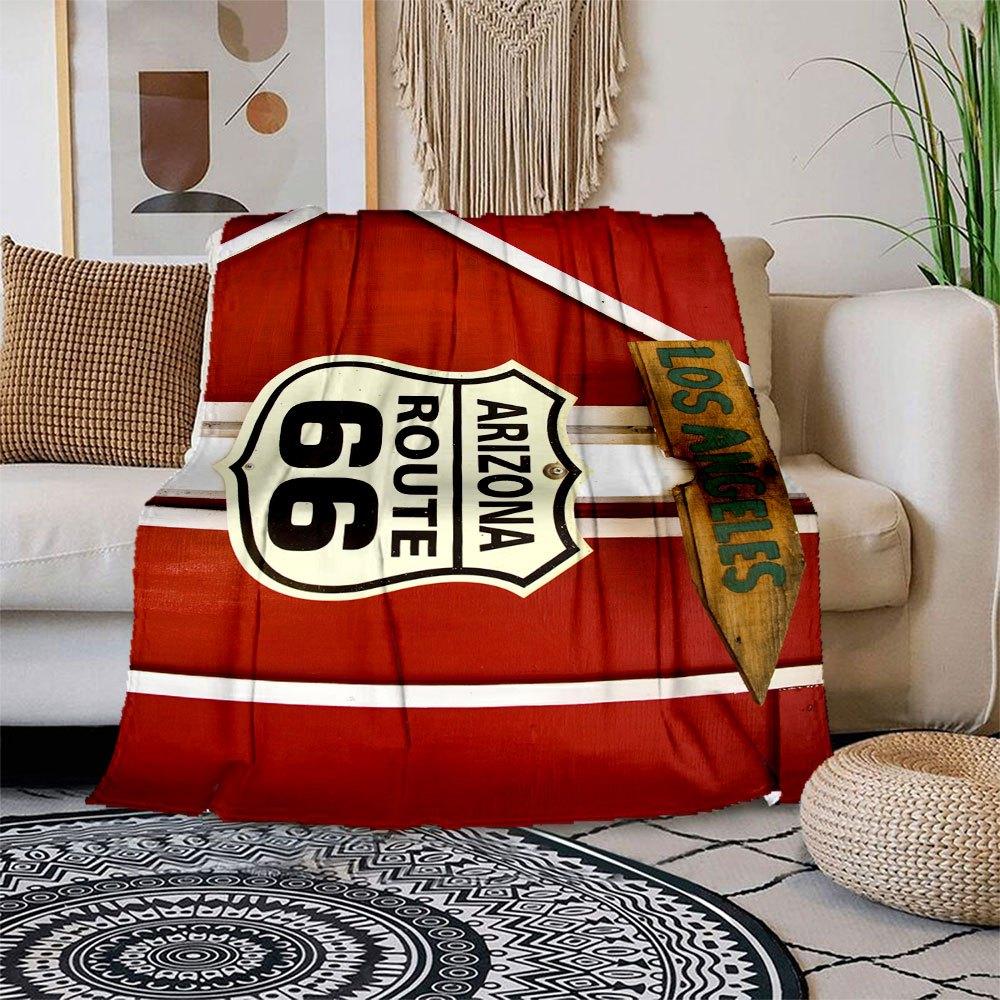 

Route 66 Arizona to Los Angeles Wooden SignBlanket Flannel Throw Blanket for Sofa, Bed, Travel, Camping, Office, Couch, Chair, And Bed Gift 150x180cm