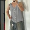 Summer Men V Neck Sleeveless Ribbed Casual Loose Tank Tops