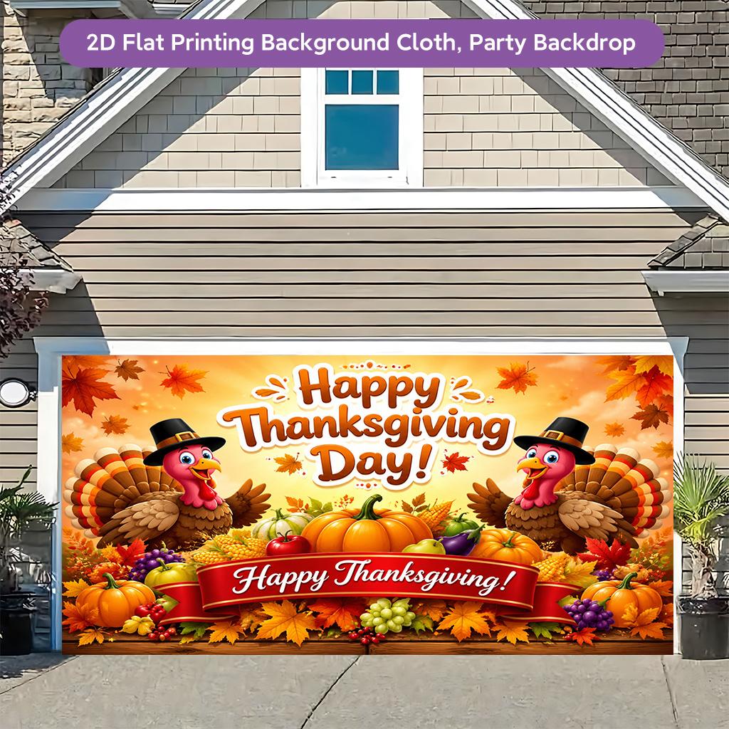 One 2D flat-print background banner and a polyester banner decoration for the joyful Thanksgiving celebration partyzyc