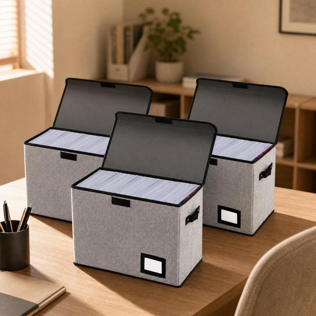 3 Pieces Cloth Storage Bin with Lid Foldable for Study Room, Dorm