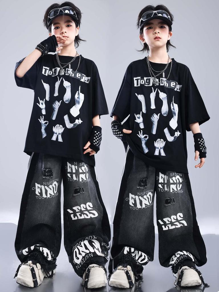 Kids' Hip Hop Street Dance Performance Wear - Trendy Summer Outfits for Boys and Girls