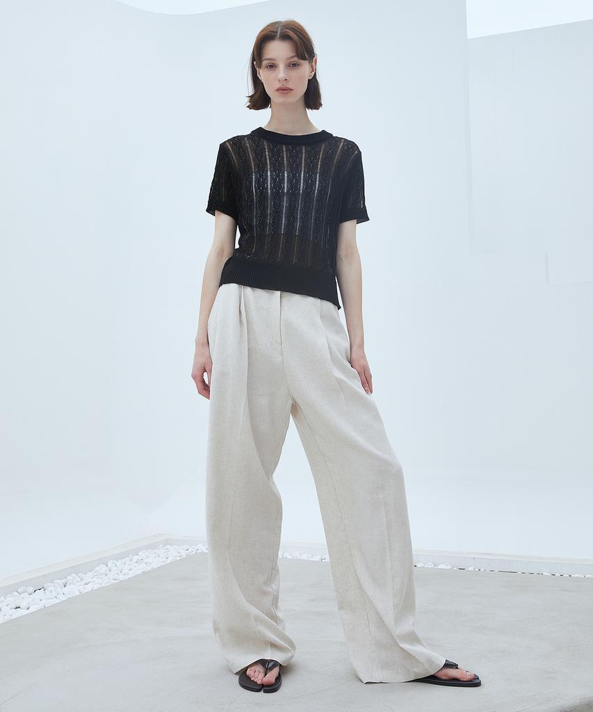 LARTIGENT Lq Linen Wide Slacks(Beige)