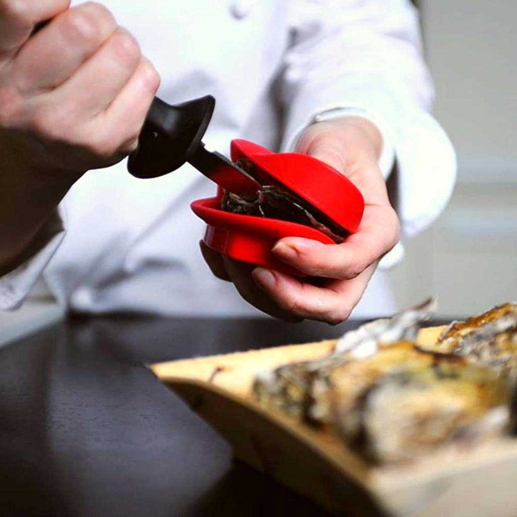 Cale huître - fackelmann - silicone - rouge - pratique - sécurisé