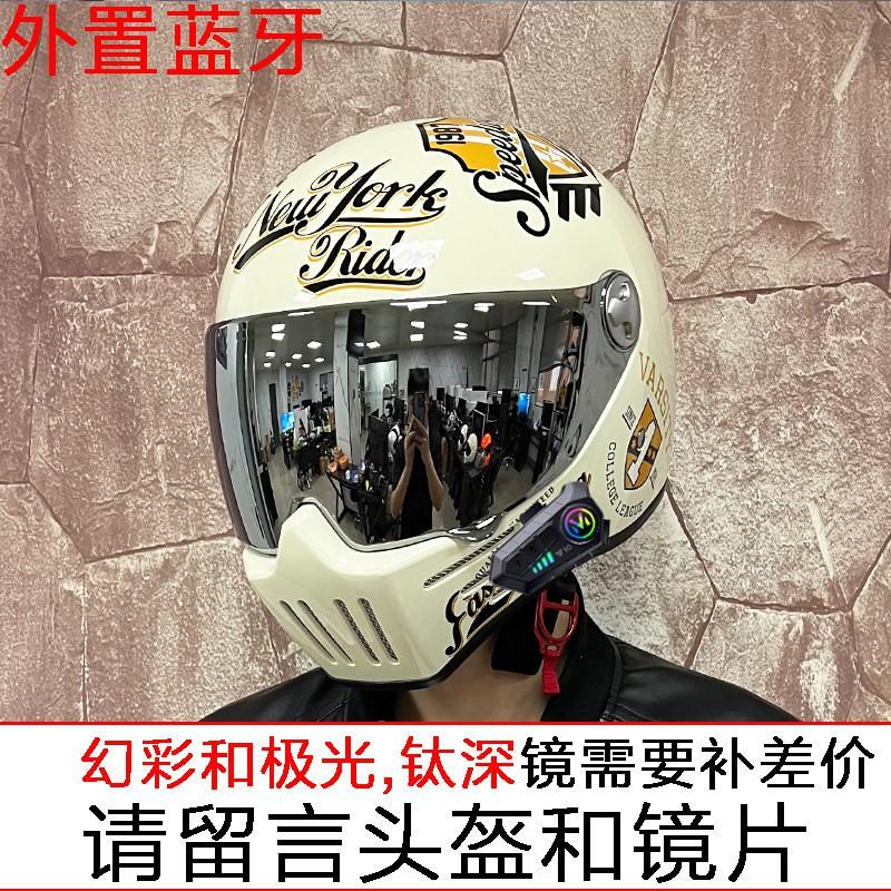 DOT ECE Certified Full Face Motorcycle Helmet Men Women Cruiser Bike ABS Shell With Bluetooth Slot Dual Lens