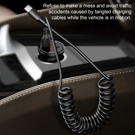Charging Cable Telescopic Design Spring Charging Anti-winding 5A Fast Line Type-C/USB/8-Pin Data Accessories Phone
