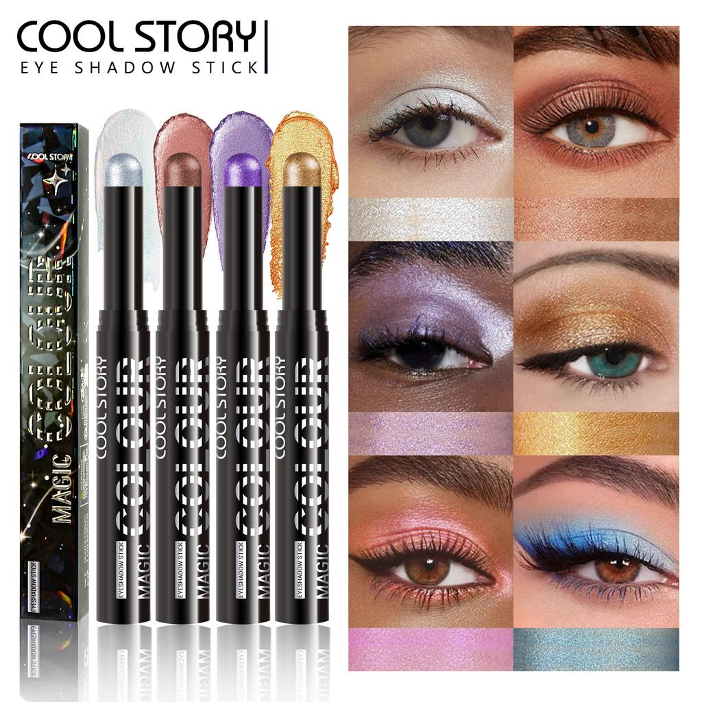 Smoky Dark Blue Eyeshadow Pencil Stick Waterproof Pearlescent 24 Colors Metallic Glitter Eye Shadow Highlighter Pen Makeup Tool