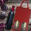 1Pcs Felt Red Wine Handbag Wine Gift Box With Clear Window Double Bottle Champagne Package Bags Wedding Favors For Guests
