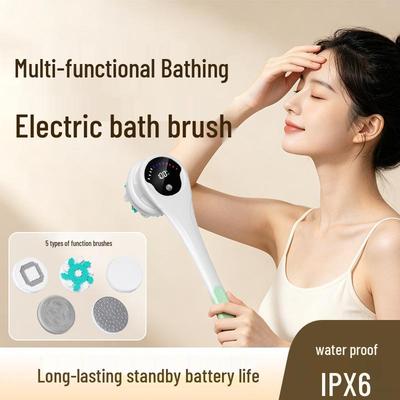 Multifunctional Waterproof Electric Bath Brush with Long Handle