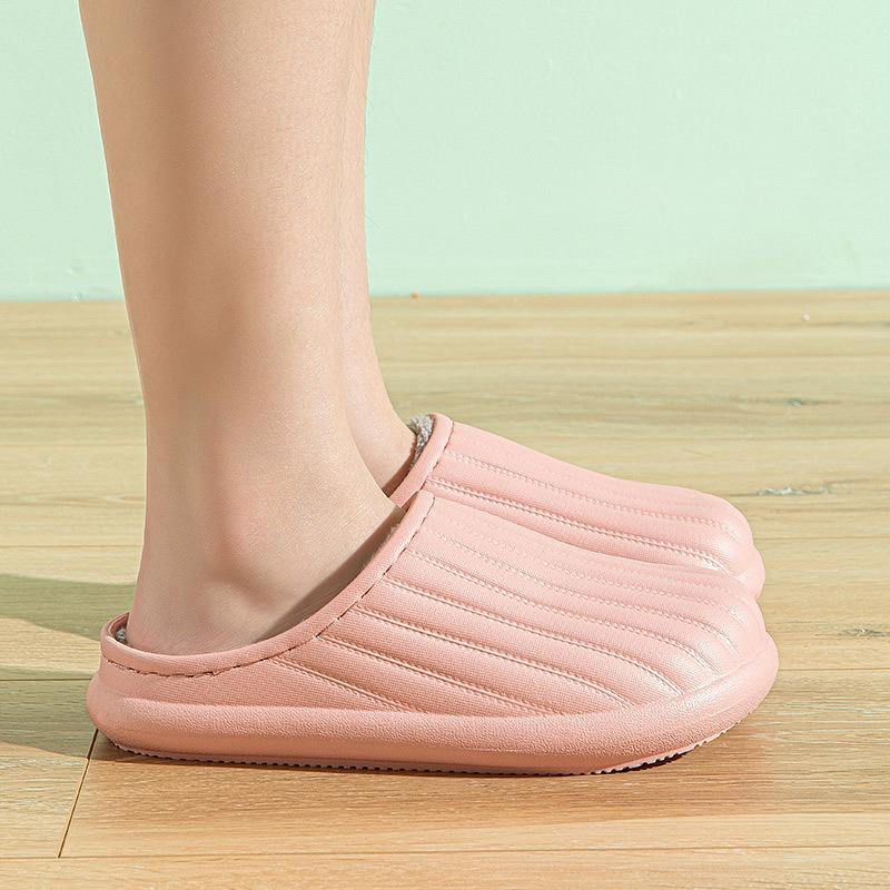 Waterproof cotton slippers home indoor and outdoor warm plush men's and women's simple autumn and winter light cotton shoes