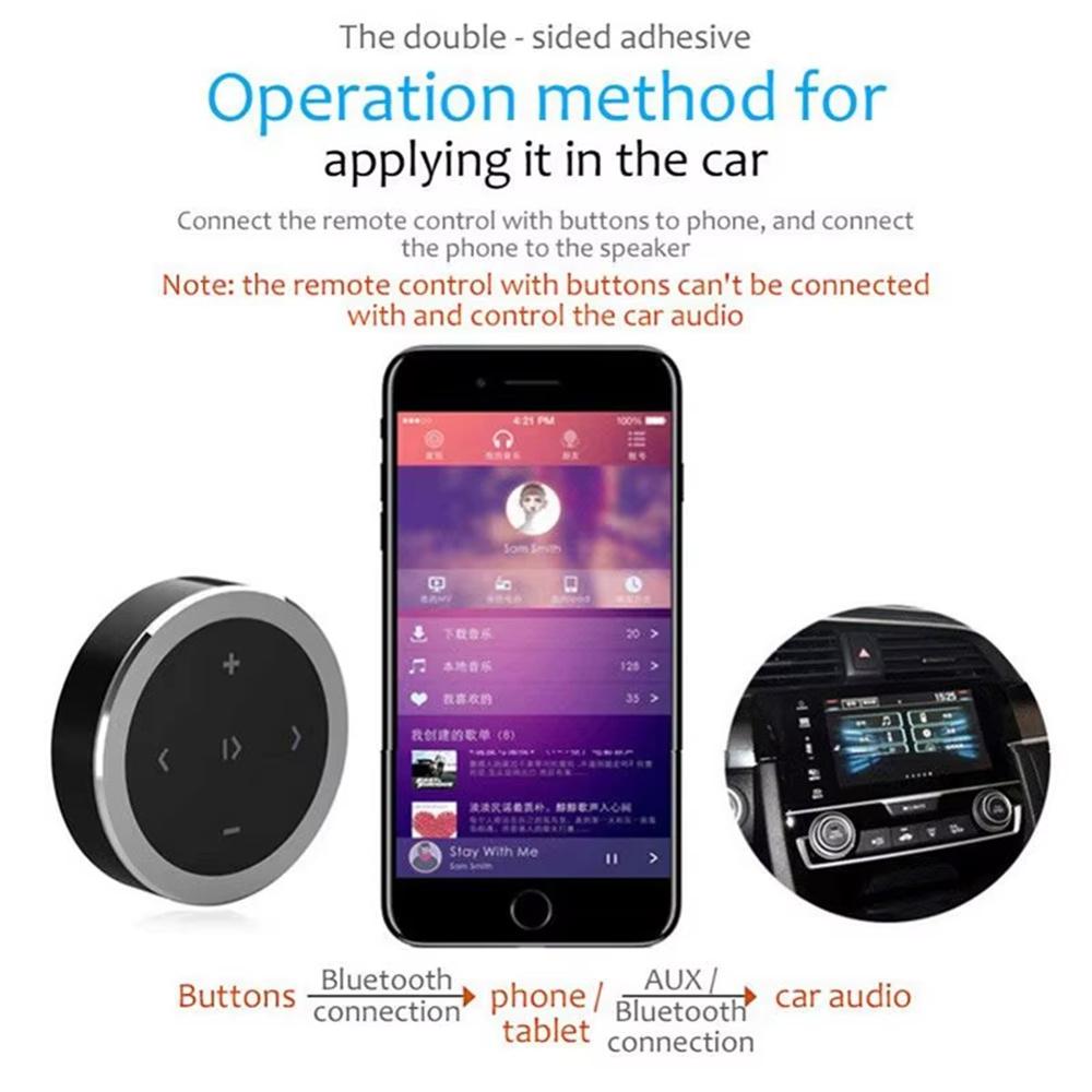 

Bluetooth-compatible Car Steering Wheel Remote Control Phone Music Controller Camera Shutter Silver
