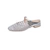 Fashion Baotou Semi-drag Autumn New Square-toe Shallow-mouth Mesh Breathable One-band Non-slip Wear-resistant Block Heel Slippers