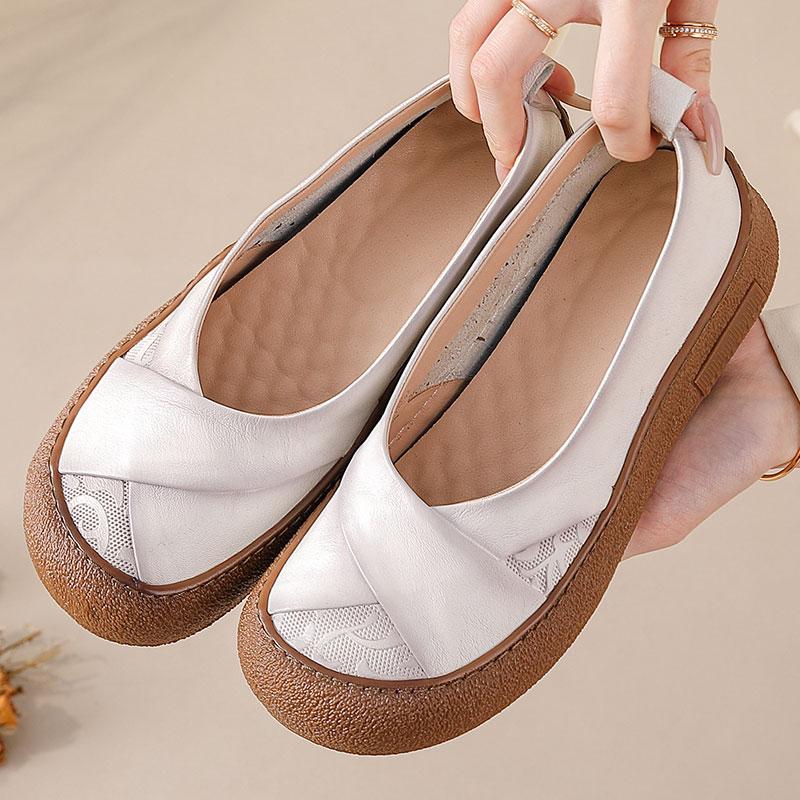 Fashion Lace up genuine leather shoes new women's soft moccasins woman convertible wide fit loafers mom oxfords flats ladies flat shoes