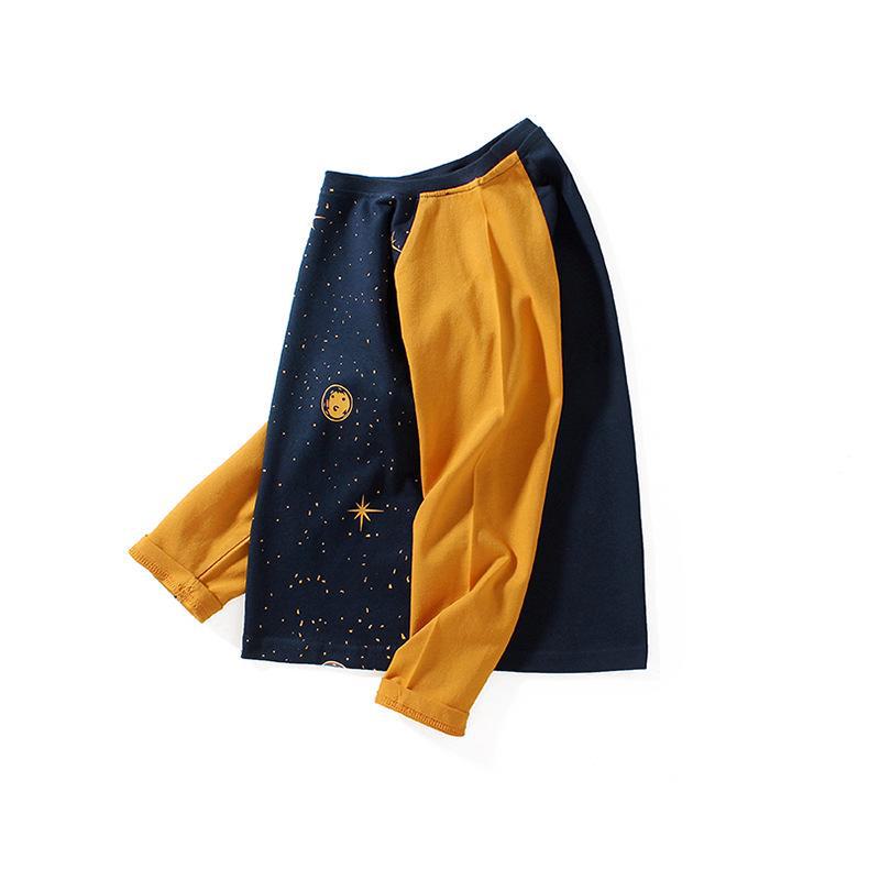 

Футболки с длинным рукавом из хлопка для мальчиков из Кореи, осень 2024 г. — средние и большие размеры 160cm темно-синий