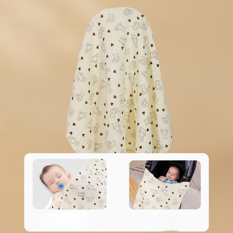 Double Layer Cotton Nursing Cover Breastfeeding Baby Blanket Outdoor Muslin Gauze Towel Multifunctional Shawl Stroller Blanket