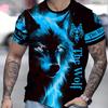 Men's Crew Neck Print Fierce Animal Pattern Oversized Men's Shirt Y2K Style Fashion Breathable Refreshing Short Sleeve
