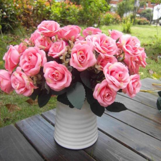 1 Bouquet/12 Heads Artificial Roses Silk Flower Home Party Bridal Bouquet Decor