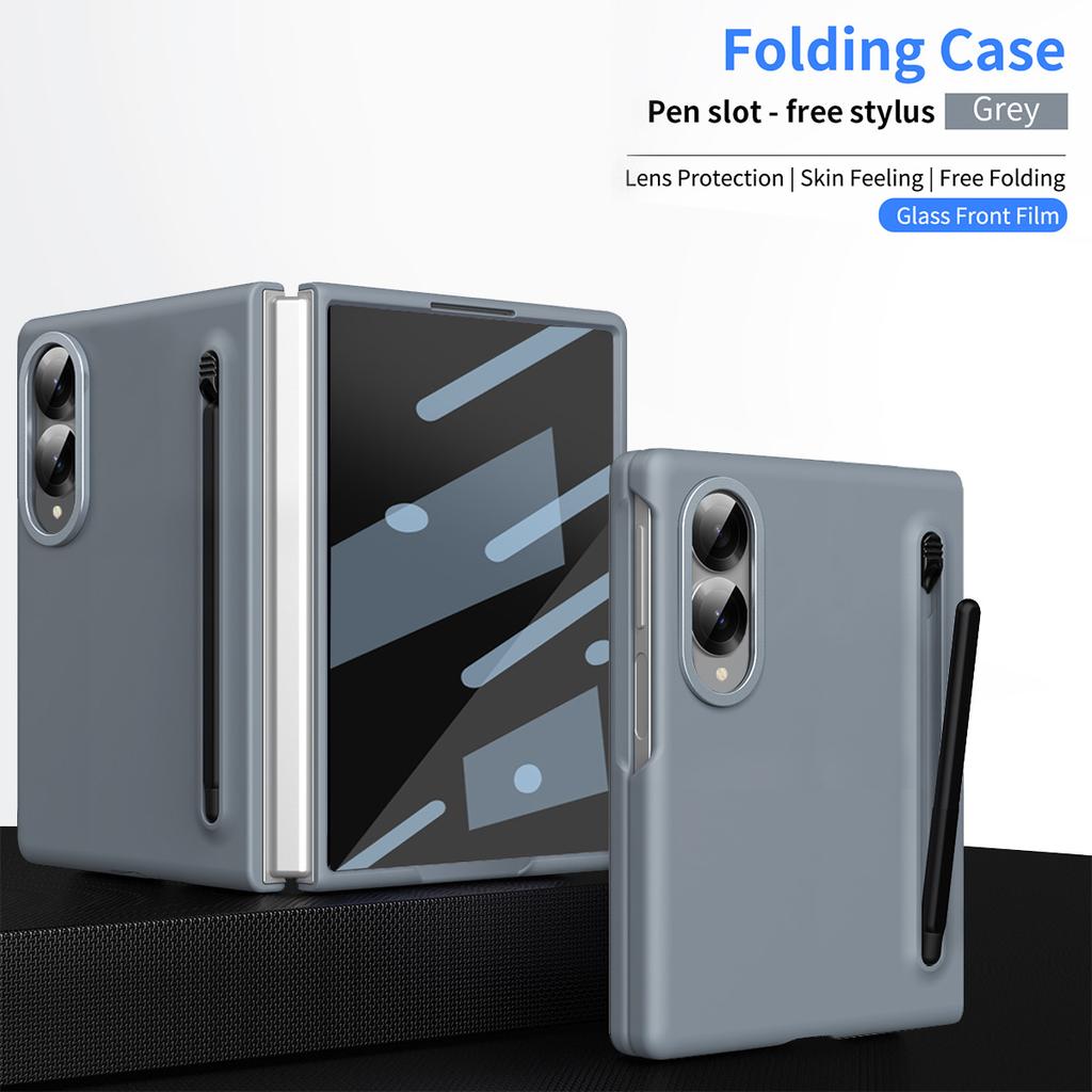 Für Samsung Galaxy Z Fold8 Hülle luxuriöses Hautgefühl faltintegrierter Stifthalter mit gehärteter Folie Abdeckung für ZFold 8 WIDE Funda