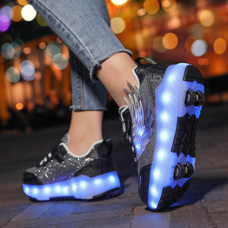 Girs LED Leuchtende Rollschuhe Vierrad-Skates Herren- und Kinder-Rollschuhe LED-Lichtschuhe