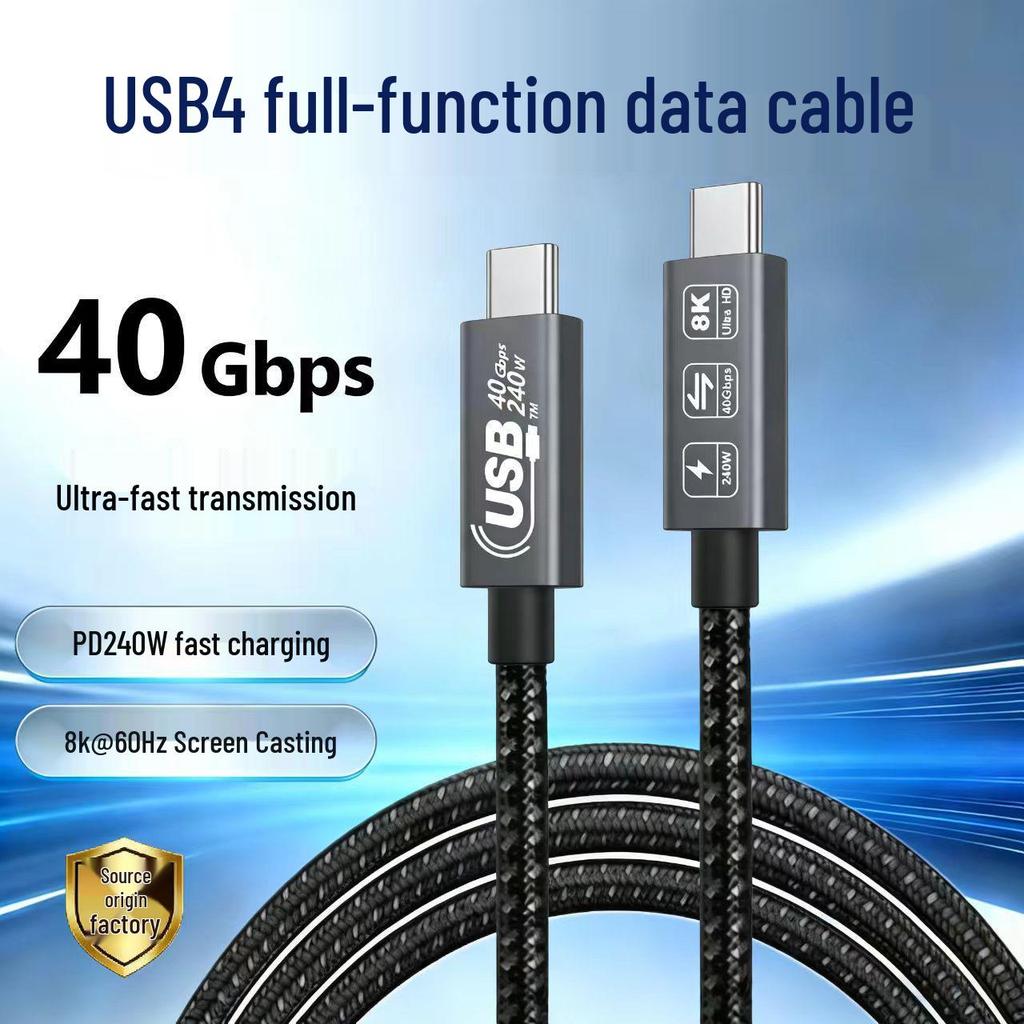 USB4 Thunderbolt 4 Cable: 40Gbps Transfer, 240W Fast Charge, 8K60Hz Display Support, Type-C