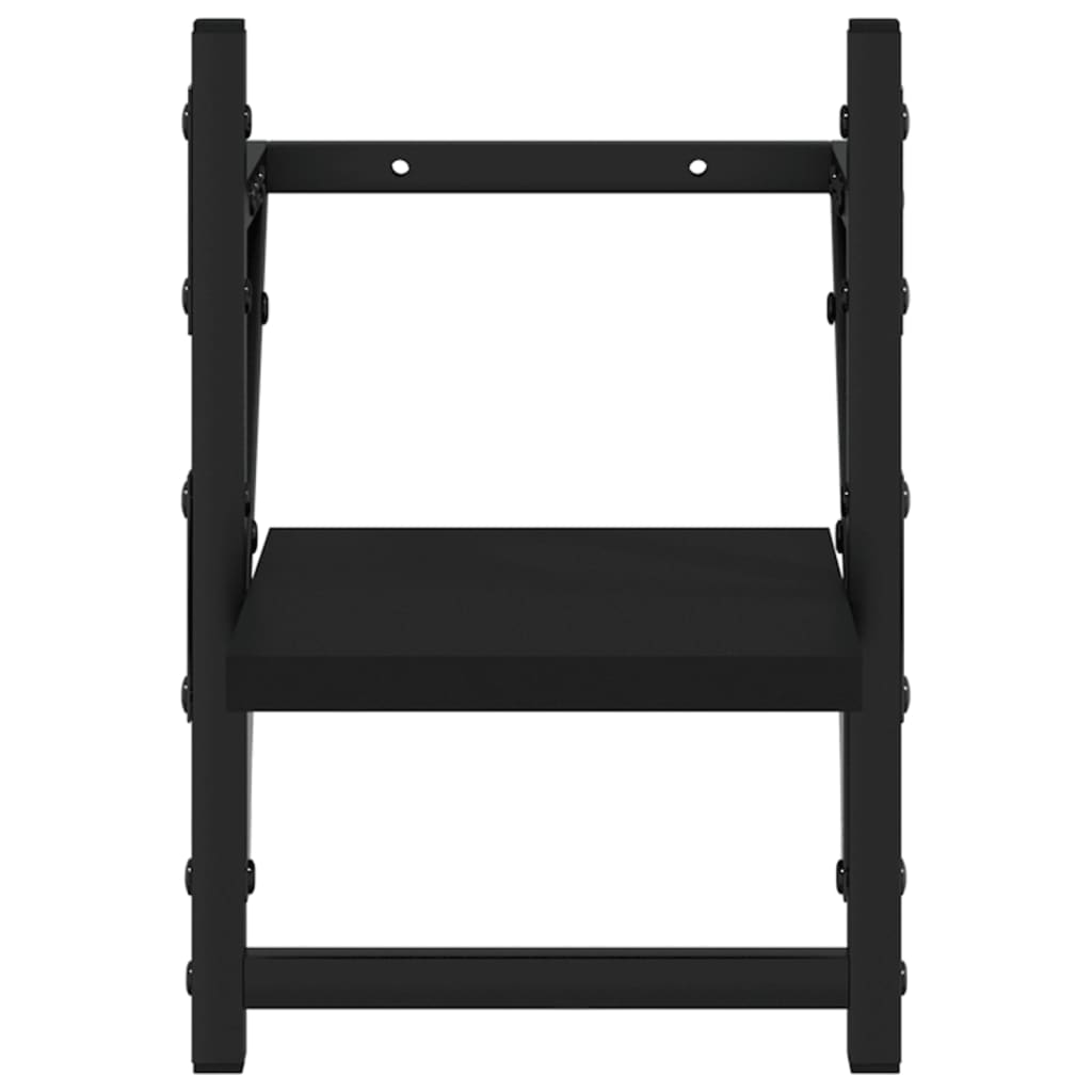 Wall Shelves with Rods 2 pcs Black 20 x 25 x 30 cm