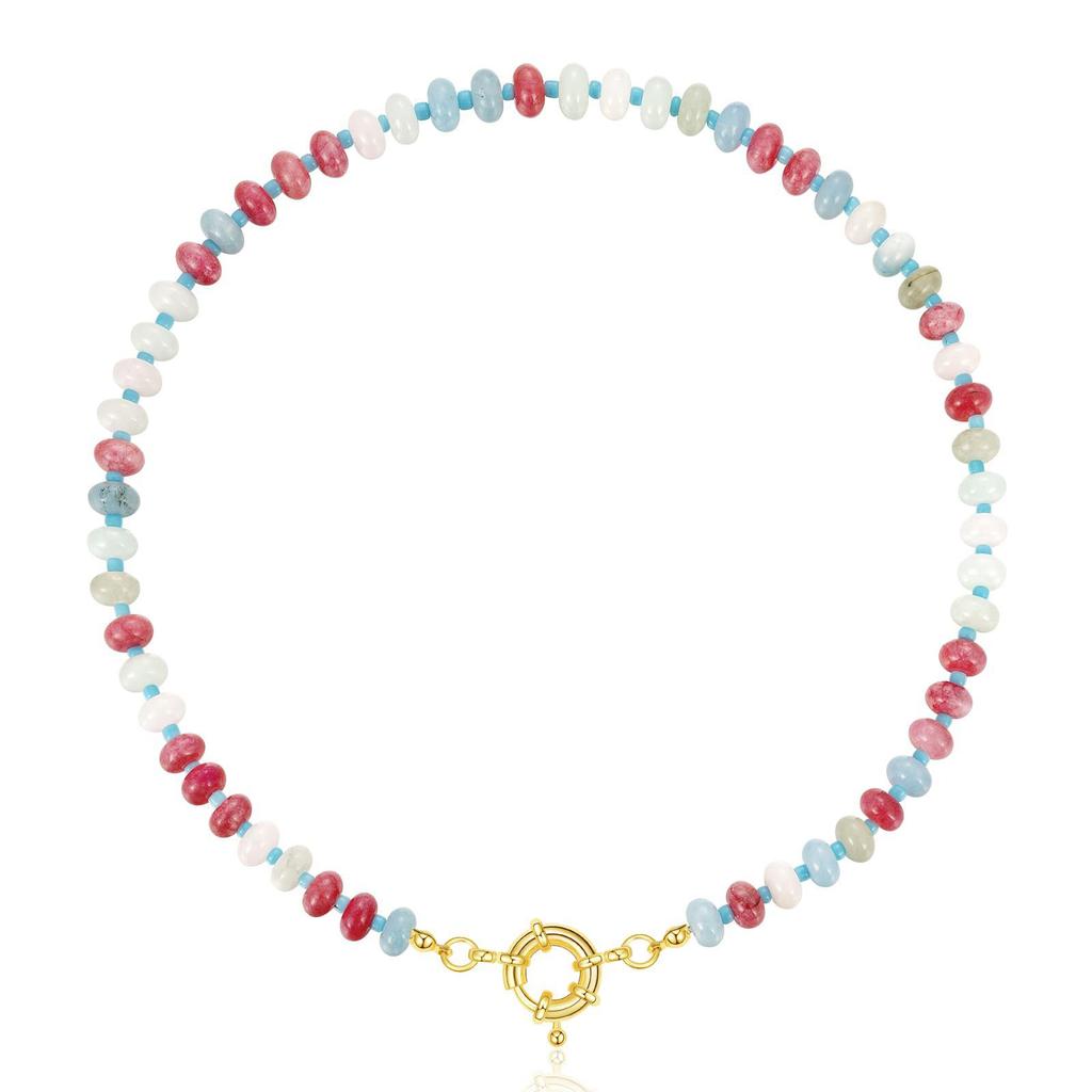 Handwoven Stone Necklace Fashion Accessory Colorful Neck Jewelry Colorful Beads Necklace for Parties and Casual Wear