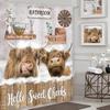 Imirell Funny Highland Cow Shower Curtain 60Wx72H Inches Rustic Farmhouse Bull Animal Wooden Board Country Western Wildlife Plan