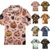 Kids Halloween Print Polo Shirt Casual Short Sleeve Pullover Button Down Collar Tee Top for Boys Girls