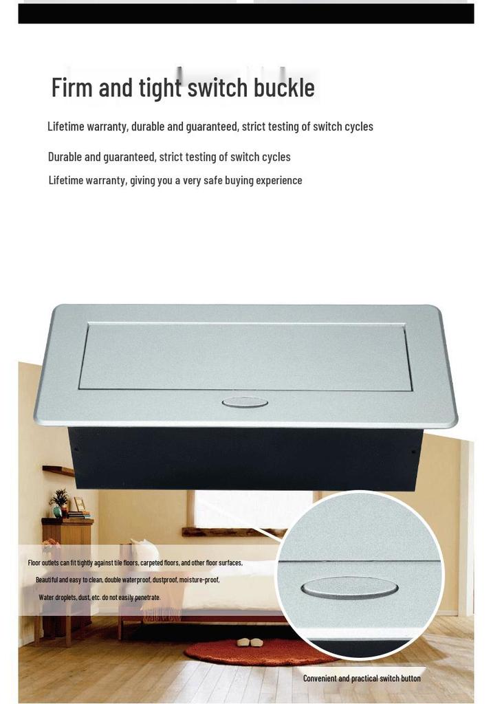 Pop-Up Desk Socket with Universal Euro/German Three-Hole Outlet