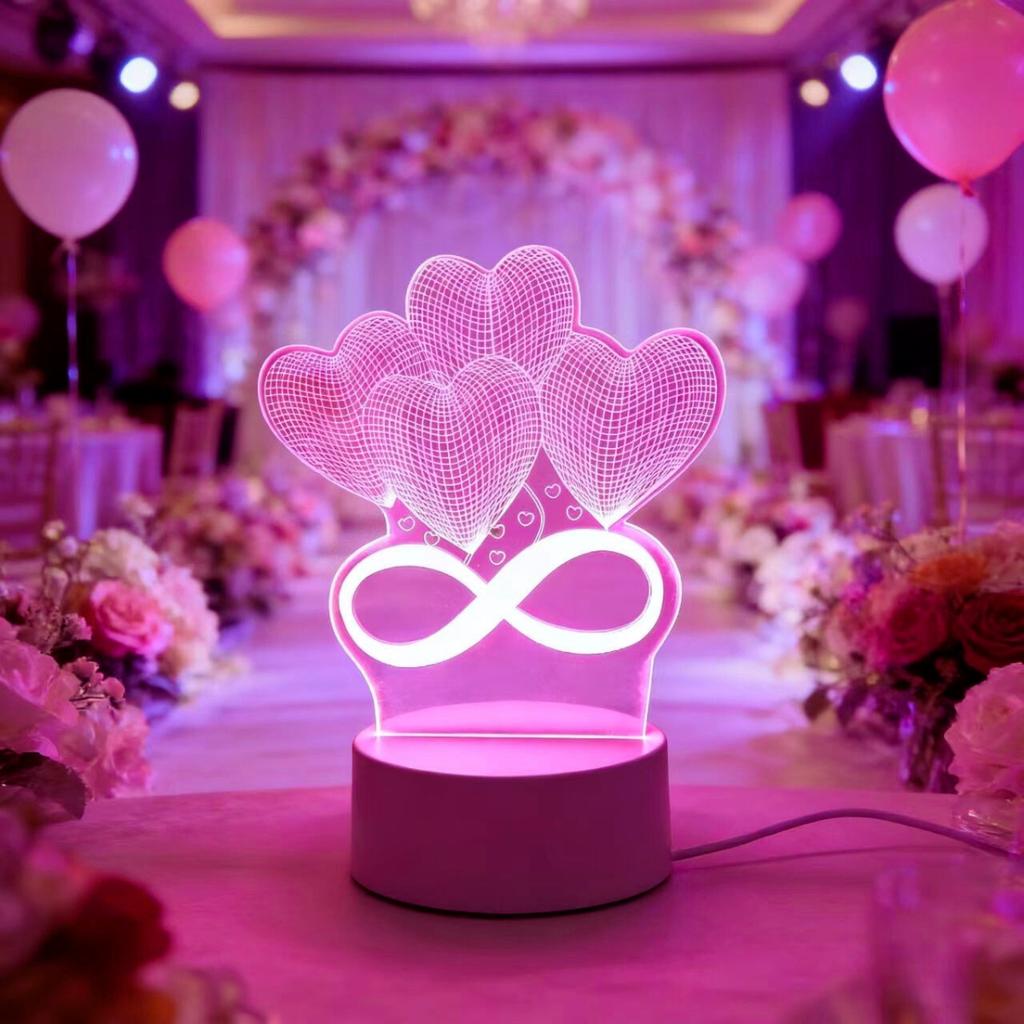 1pc USB 3D Creative Love LED Night Light Christmas Decoration Home Bedroom Birthday Decoration Wedding Gifts