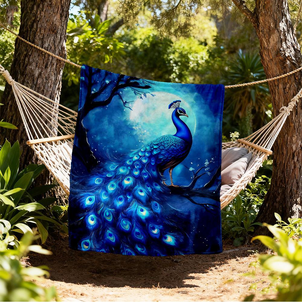 

Peacock Night Outdoor Flannel Blankets, Outdoor travel, Home Blankets, Fan Gifts,Suitable for All Seasons, Christmas Gifts. R1127050 80x120cm