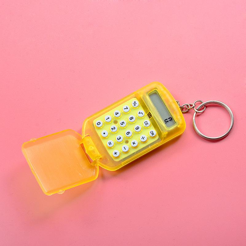 Mini Transparent Flip Calculator Keychain - Portable Creative Pocket Calculator for Students
