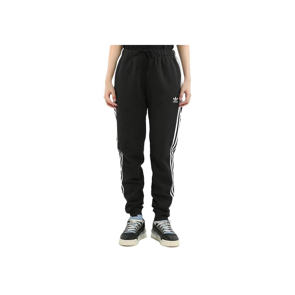 Adidas Originals Trefoil Logo Print Striped Elastic Sports Pants Women Bottoms Black DN8134