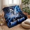 Coperta in Flanella con Testo Nome Personalizzato Lionel Messi Logo Calcio Plaid in Pile Personalizzato Regalo Speciale per Divano Camera da Letto Casa