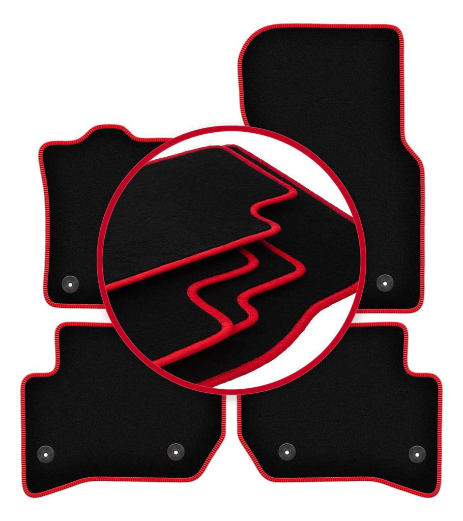 Velours-Fußmatten mit rotem Rand für: Land Rover Velar SUV (2017-)