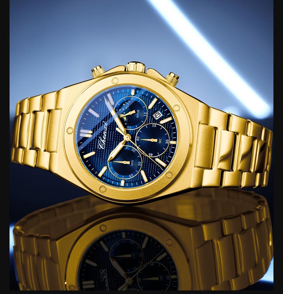 Men Multifunction Quartz Watch Luminous Waterproof Business Fashion Wristwatch