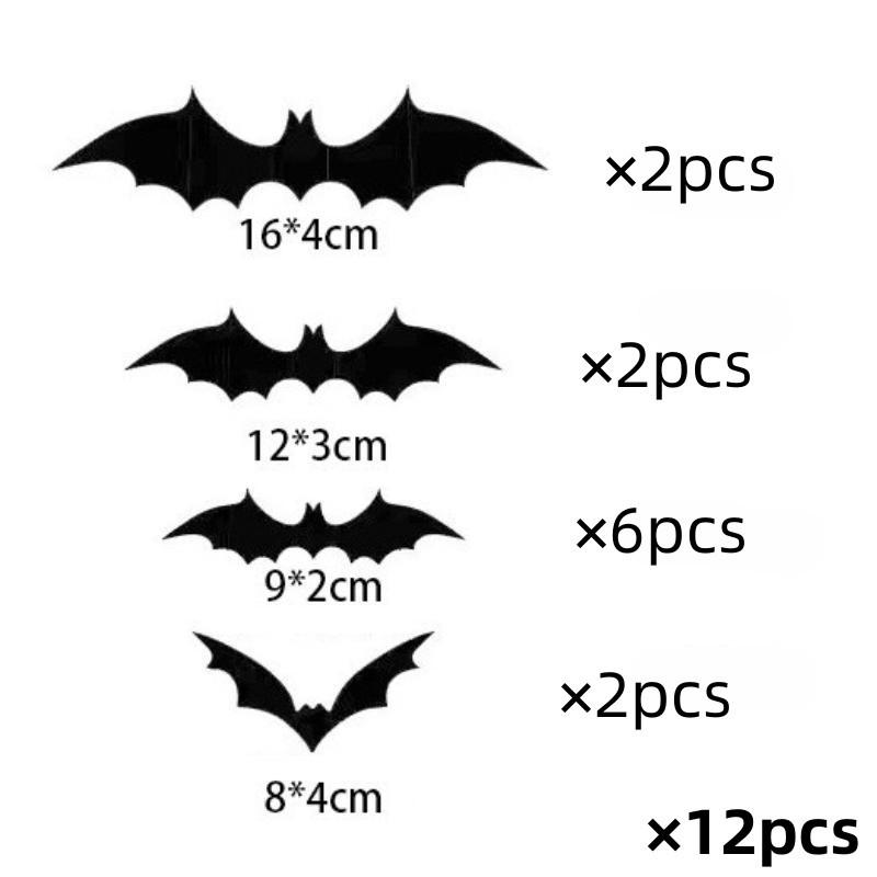 Halloween Bats Decorations 3D Pvc Bat On The Wall Black Bats Wall Stickers Halloween Scary Props