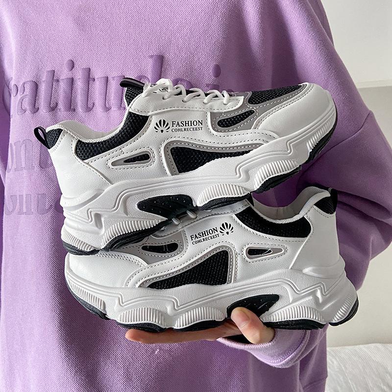 Spring 2025 new retro sports shoes mesh breathable dad shoes women's casual versatile platform white shoes
