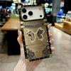 Applicable to Apple 17 electroplated inner diamond mirror mobile phone case iphone12 gilt butterfly bracket protective case square