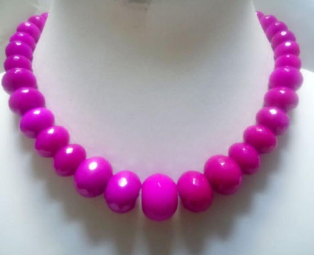 

10-18mm Graduated faceted Peaches color jade beads strand necklace gp clasp 18