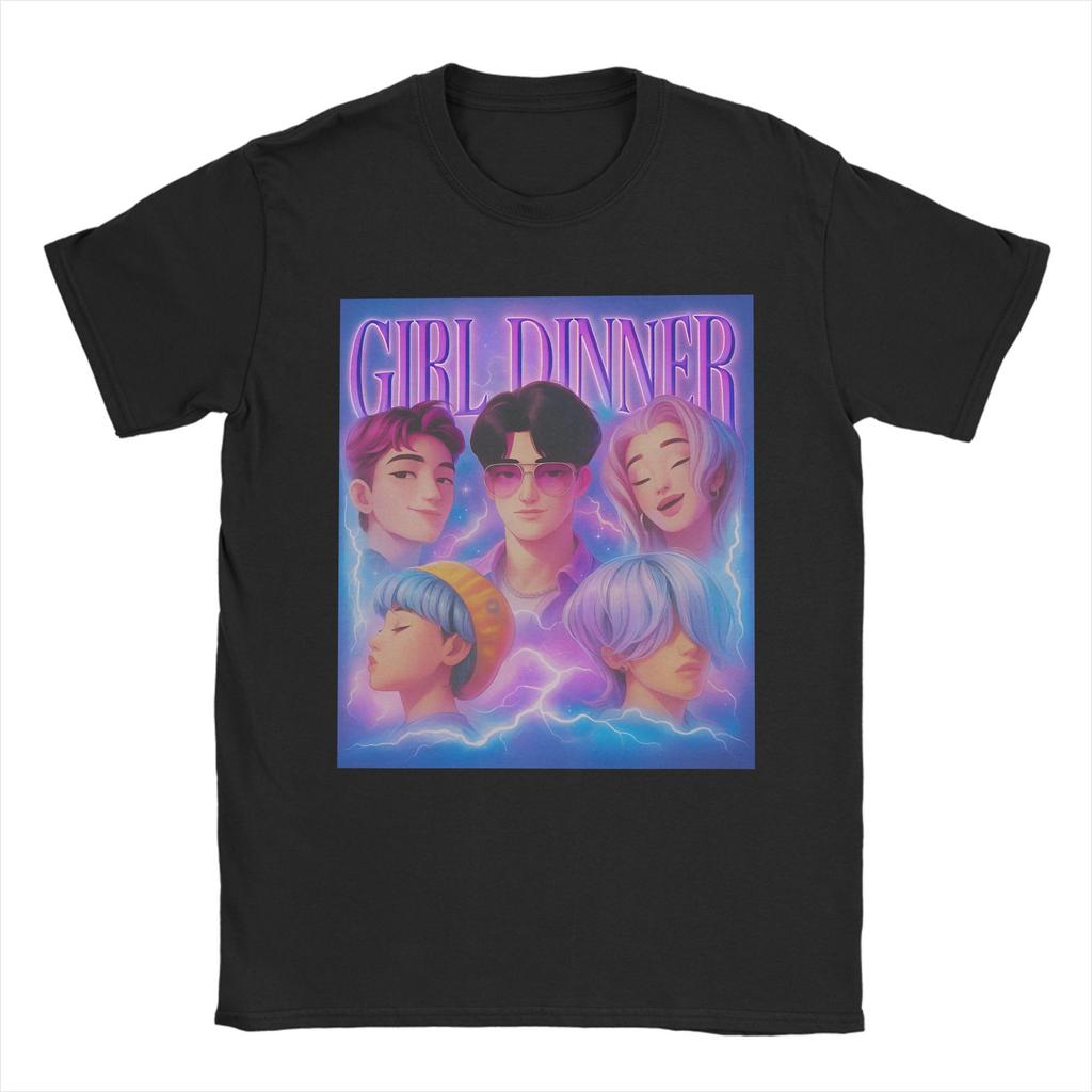 Kpop Demon Hunters Animation Men's T Shirts Huntrix Saja Boys Humor Tees Short Sleeve Round Collar T-Shirt Pure Cotton Clothes