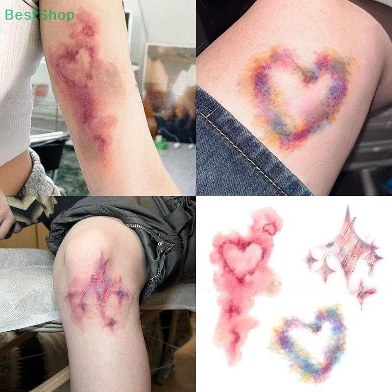 Colorful Bruise Tattoos Fake Tattoo Halloween Makeup Rainbow Heart Scar Temporary Tattoo Stickers Cosplay Body Art
