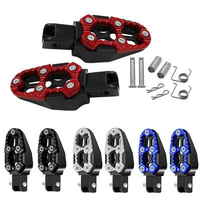 2PCS Aluminum Alloy Motorcycle Foot Pedals Angle Adjustable for Cafe Racer Scooter ATV E-Bike Foot Rests Foot Pegs Universal