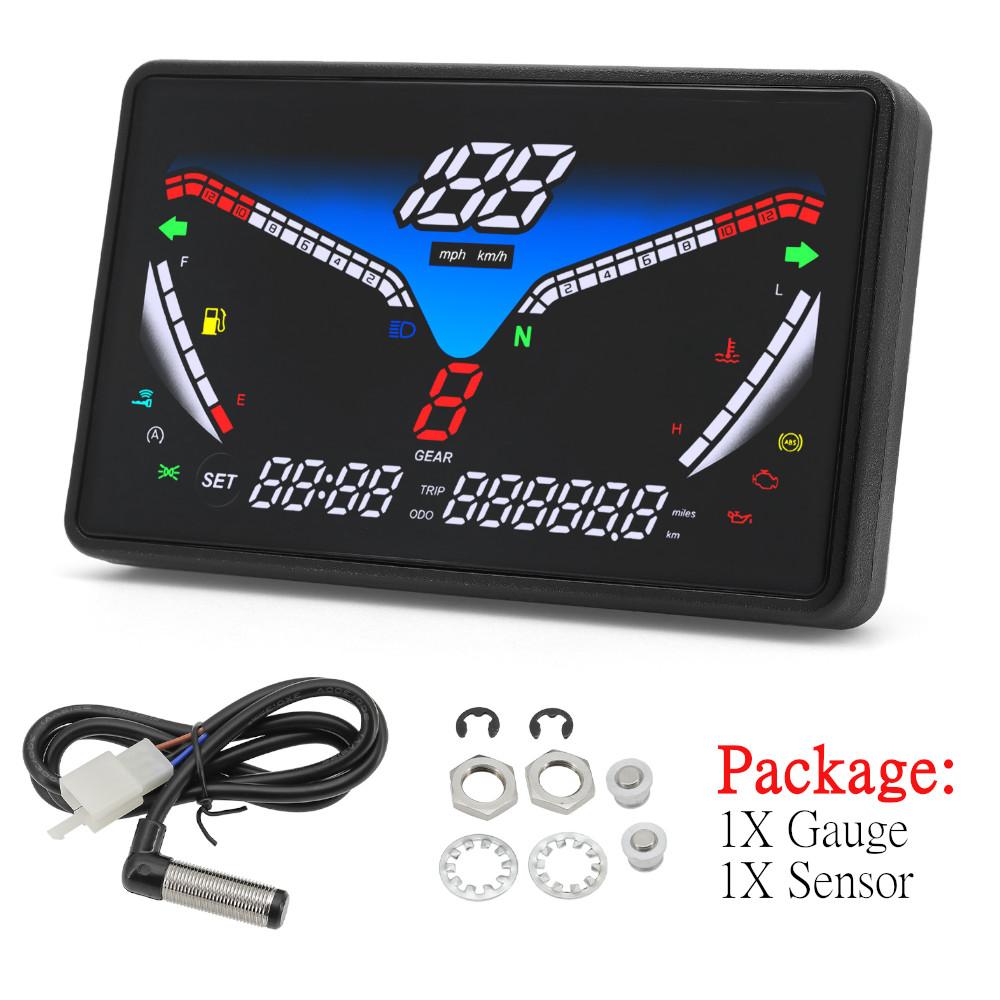 

Універсальний цифровий спідометр для мотоцикла 199 км/год РКД Тахометр обертів Датчик температури води Передача Для мотоциклів 12В армія зелений колір