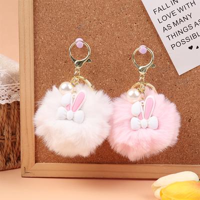 Cartoon Kaninchen Fell Ball Schlüsselanhänger weiche süße pelzige Kaninchen Puppen Tasche Charme Tier Auto Schlüsselanhänger Tasche Ornamente