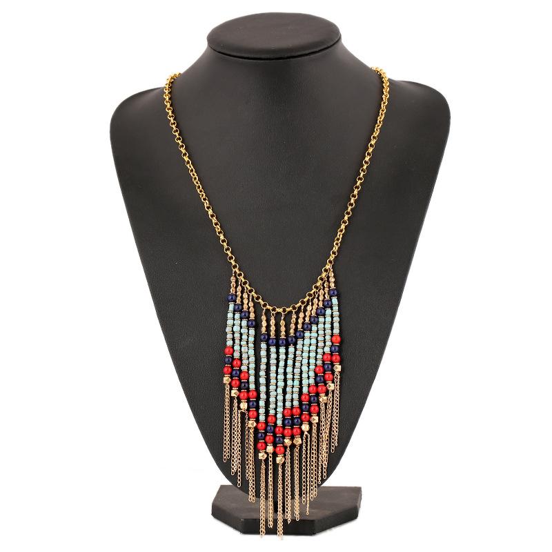 Foreign Trade Best-Selling Resin Clothing Chains European American Bohemian Ethnic Style Handmade Beaded Tassel Four Seasons