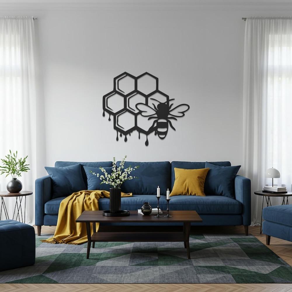 Modern Bee Metal Wall Art for Farmhouse Kitchen