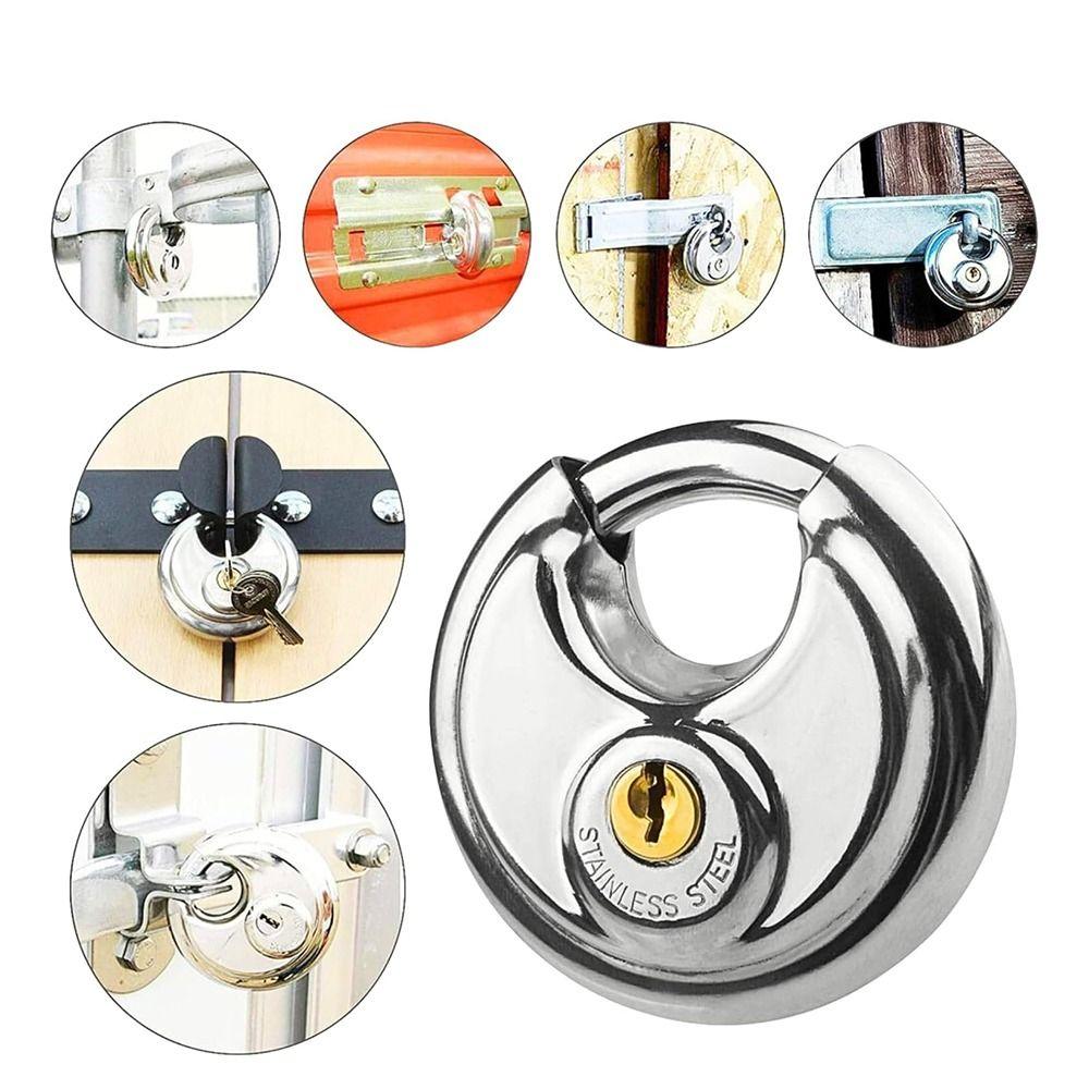 Stainless Steel Disc Locking Padlock Compact Security Lock Durable Round Disc Lock  Indoor Use