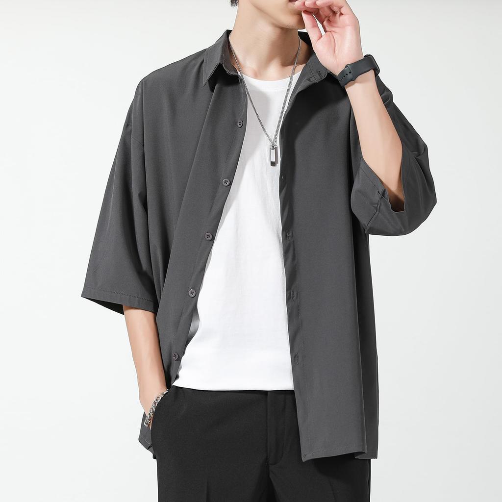 Shirts for Half Short Large Solid Quick Summer Gray 3XL [Culeevp] Men, Sleeves, Sleeves, Sizes, Color, Drying, Soft, Lightweight, Clothes, Men's
